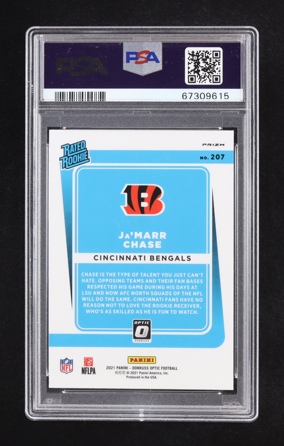 Ja'Marr Chase 2021 Donruss Optic Pink #207 RR RC (PSA 10) at PristineAuction.com Ja'Marr Chase 2021 Donruss Optic Pink #207 RR RC (PSA 10) at PristineAuction.com