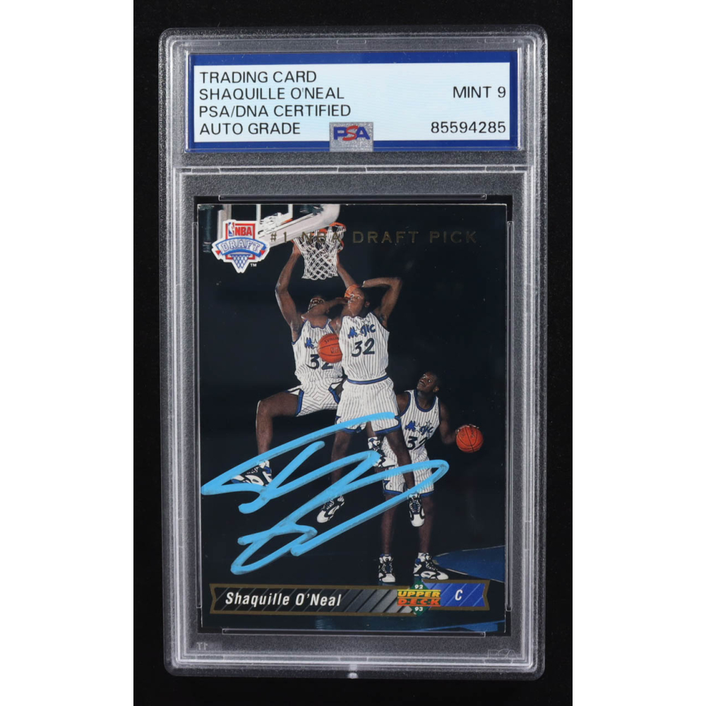 Shaquille O'Neal Signed 1992-93 Upper Deck #1 SP RC / NBA First Draft Pick (PSA | Autograph Graded 9) at PristineAuction.com