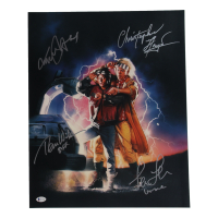 "Back to the Future" 16x20 Photo Signed by (4) with Michael J. Fox, Christopher Lloyd, Lea Thompson, Tom Wilson With Character Inscriptions (Beckett) at PristineAuction.com