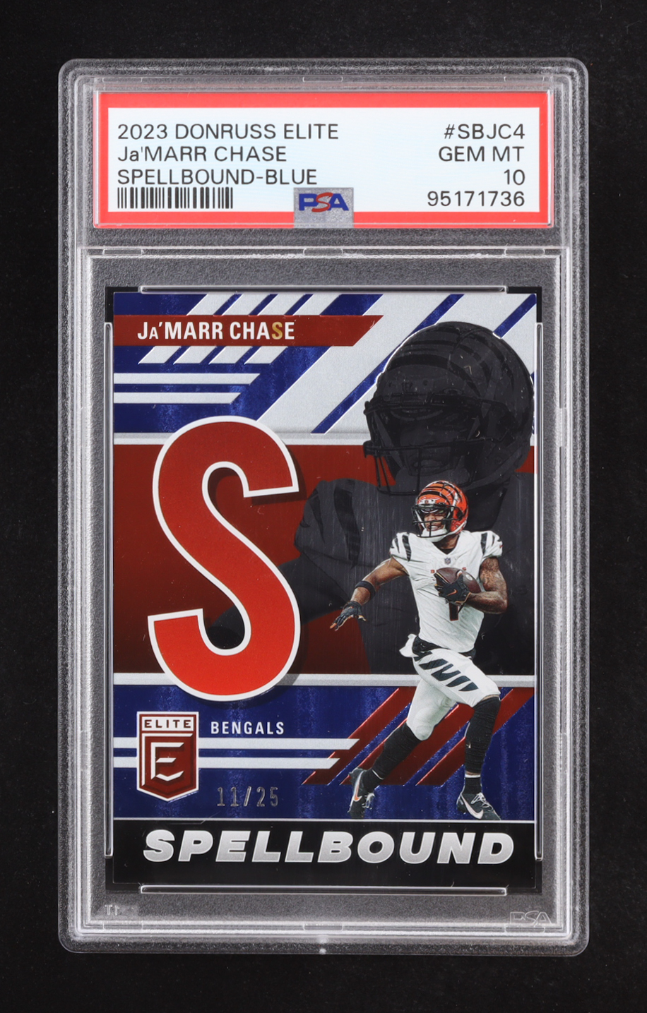 Ja'Marr Chase 2023 Elite Spellbound Blue #4 #11/25 (PSA 10) at PristineAuction.com Ja'Marr Chase 2023 Elite Spellbound Blue #4 #11/25 (PSA 10) at PristineAuction.com