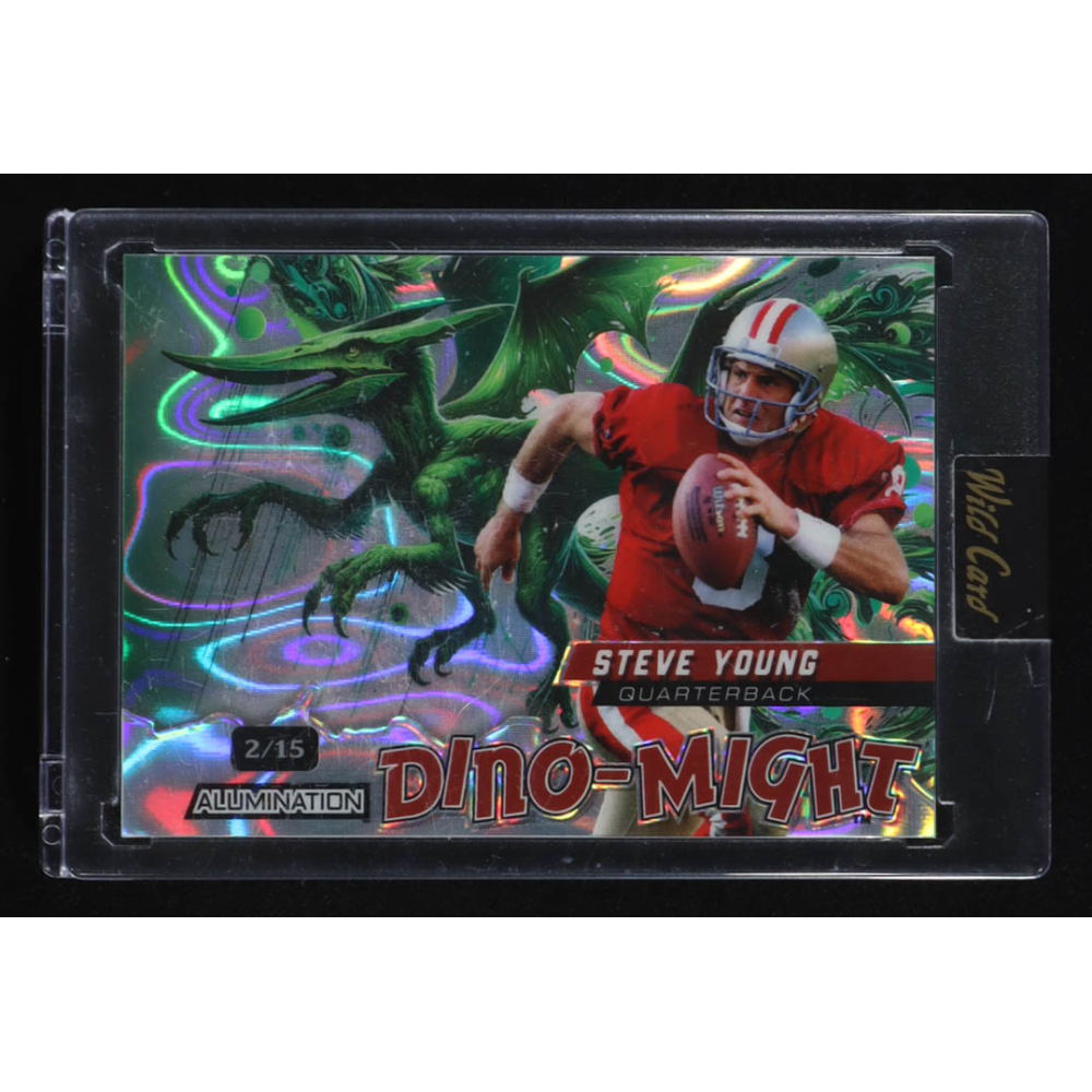 Steve Young 2024 Wild Card Alumination Dino-Might Lava #DMPTE1SY #2/15 at PristineAuction.com Steve Young 2024 Wild Card Alumination Dino-Might Lava #DMPTE1SY #2/15 at PristineAuction.com