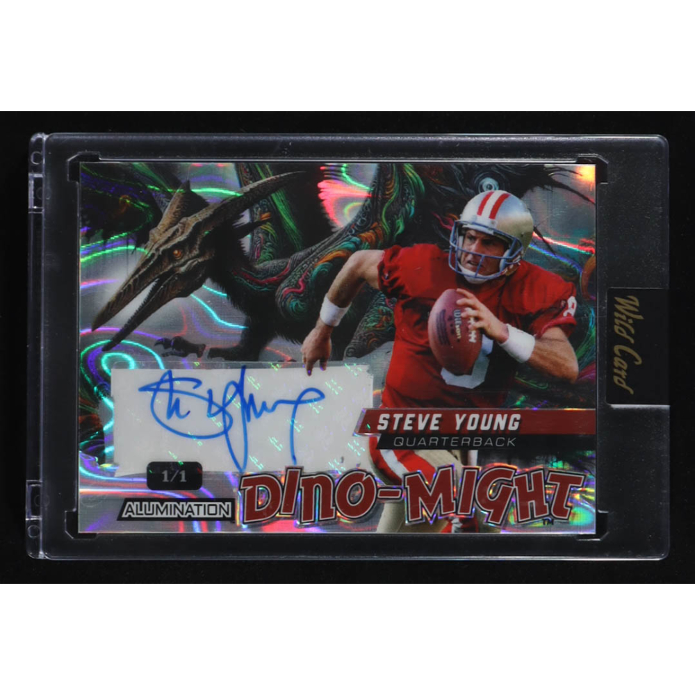 Steve Young 2024 Wild Card Alumination Dino-Might Autographs Lava #DMPTE1SYA #1/1 at PristineAuction.com