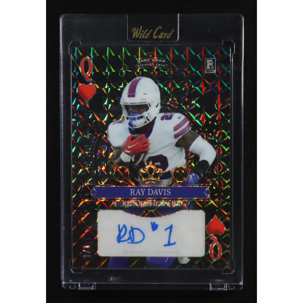 Ray Davis 2024 Wild Card 5 Card Draw Stacked Deck Autographs Queen of Hearts Black #SDHHRDA #1/1 RC at PristineAuction.com