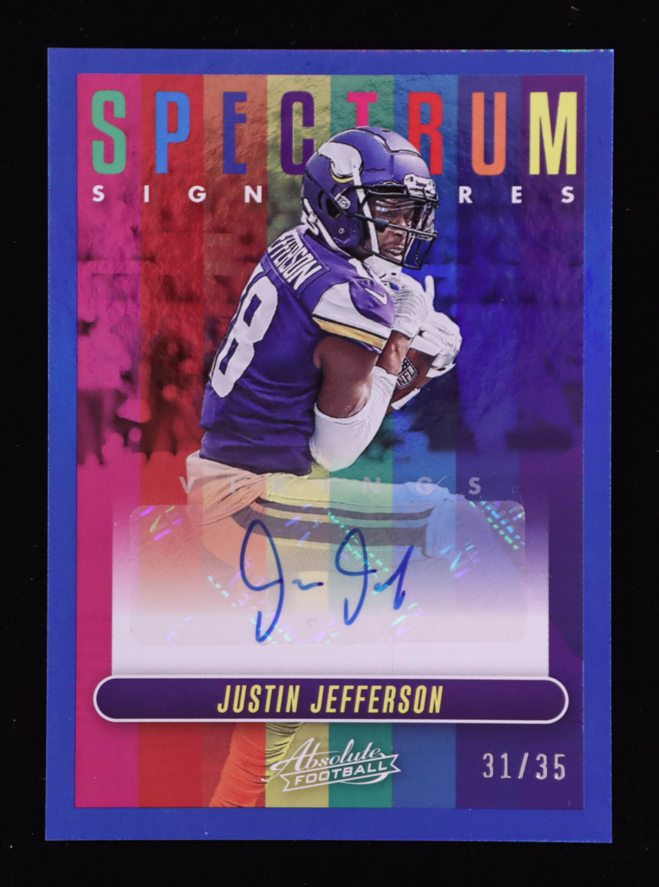 Justin Jefferson 2023 Absolute Spectrum Signatures Blue #1 #31/35 at PristineAuction.com Justin Jefferson 2023 Absolute Spectrum Signatures Blue #1 #31/35 at PristineAuction.com