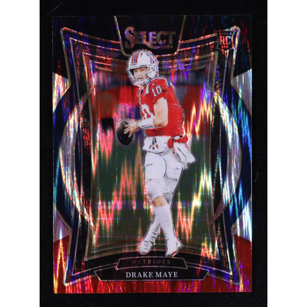 Drake Maye 2024 Select Prizm Black and Red Shock #27 RC at PristineAuction.com