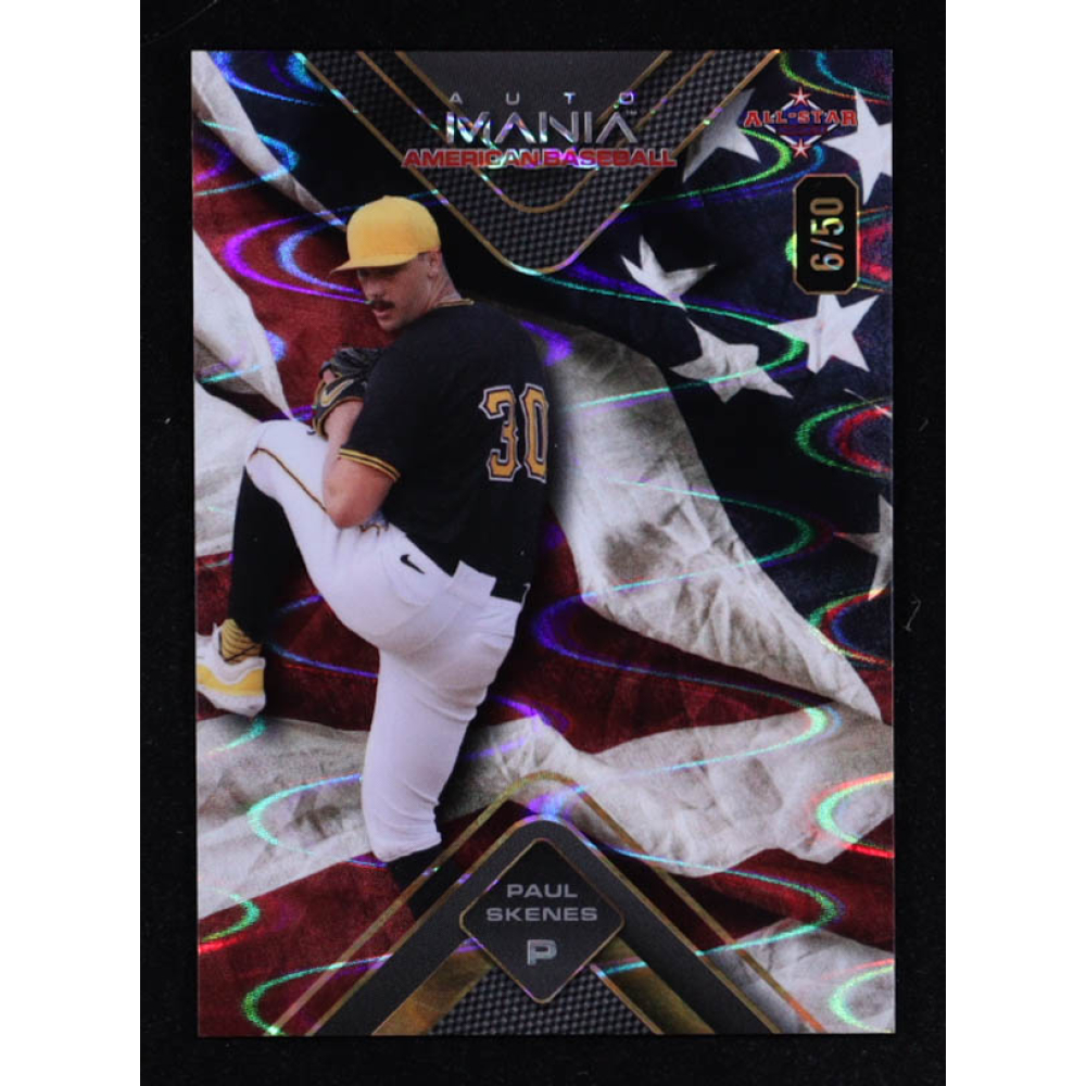 Paul Skenes 2024 Wild Card Automania All-Star Triangle American Flag Wave Holo #AMATPS RC #6/50 at PristineAuction.com