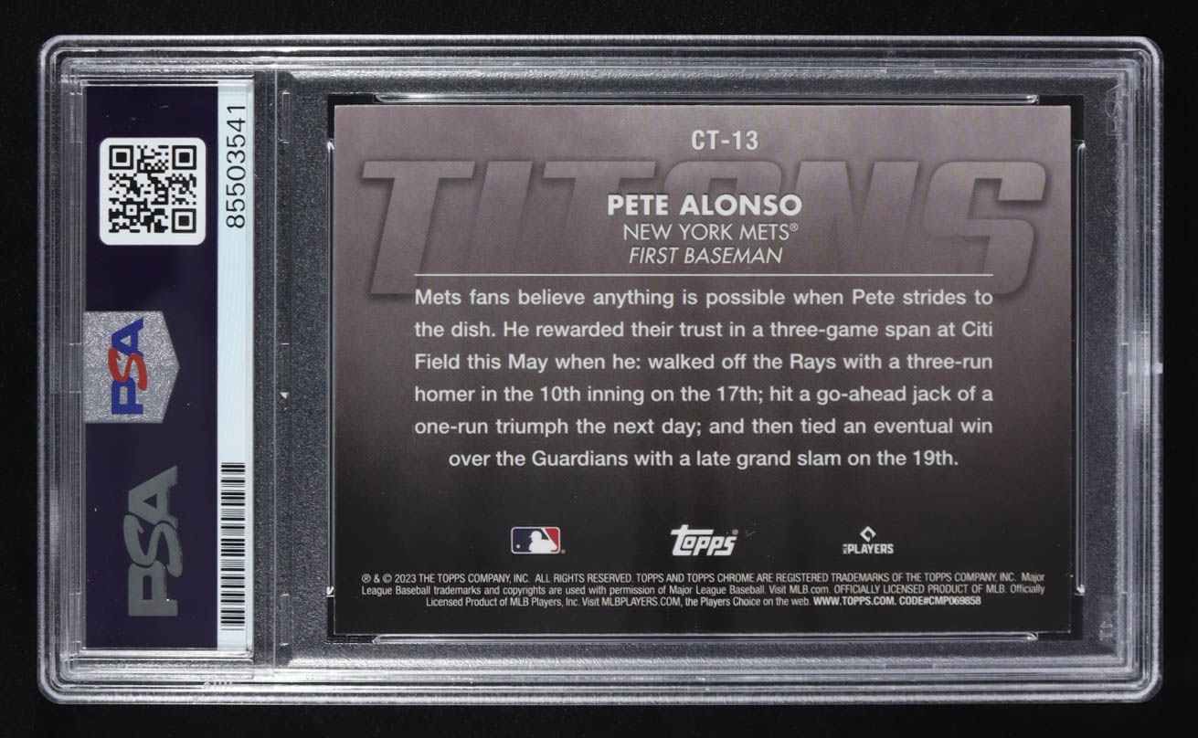 Pete Alonso Signed 2023 Topps Trading Card Auto #CT-13 (PSA | Autograph Grade PSA Authentic) at PristineAuction.com Pete Alonso Signed 2023 Topps Trading Card Auto #CT-13 (PSA | Autograph Grade PSA Authentic) at PristineAuction.com