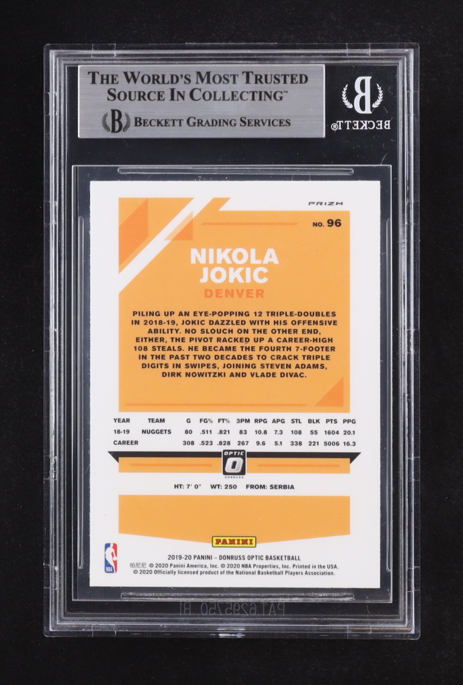 Nikola Jokic 2019-20 Donruss Optic Holo #96 (BGS 9) at PristineAuction.com Nikola Jokic 2019-20 Donruss Optic Holo #96 (BGS 9) at PristineAuction.com