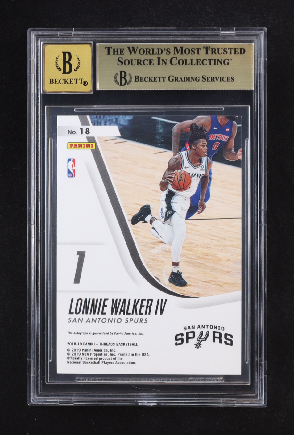 Lonnie Walker IV 2018-19 Panini Threads Rookie Signatures Premium #18 RC #050/105 (BGS 9.5 | Autograph Graded 10) at PristineAuction.com Lonnie Walker IV 2018-19 Panini Threads Rookie Signatures Premium #18 RC #050/105 (BGS 9.5 | Autograph Graded 10) at PristineAuction.com