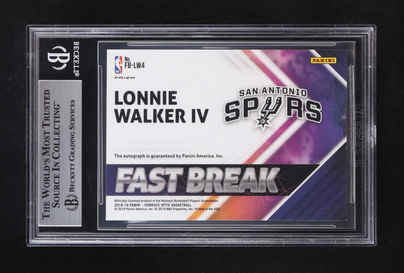 Lonnie Walker IV 2018-19 Donruss Optic Fast Break Signatures #95 RC (BGS 9) at PristineAuction.com Lonnie Walker IV 2018-19 Donruss Optic Fast Break Signatures #95 RC (BGS 9) at PristineAuction.com