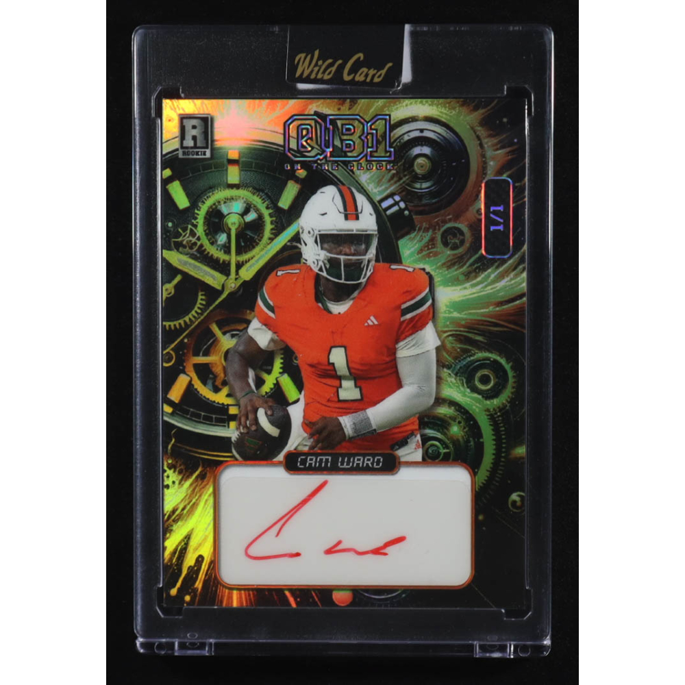 Cameron Ward 2024 Wild Card QB1 On the Clock Autographs Yellow #OCCYWCW2A #1/1 at PristineAuction.com