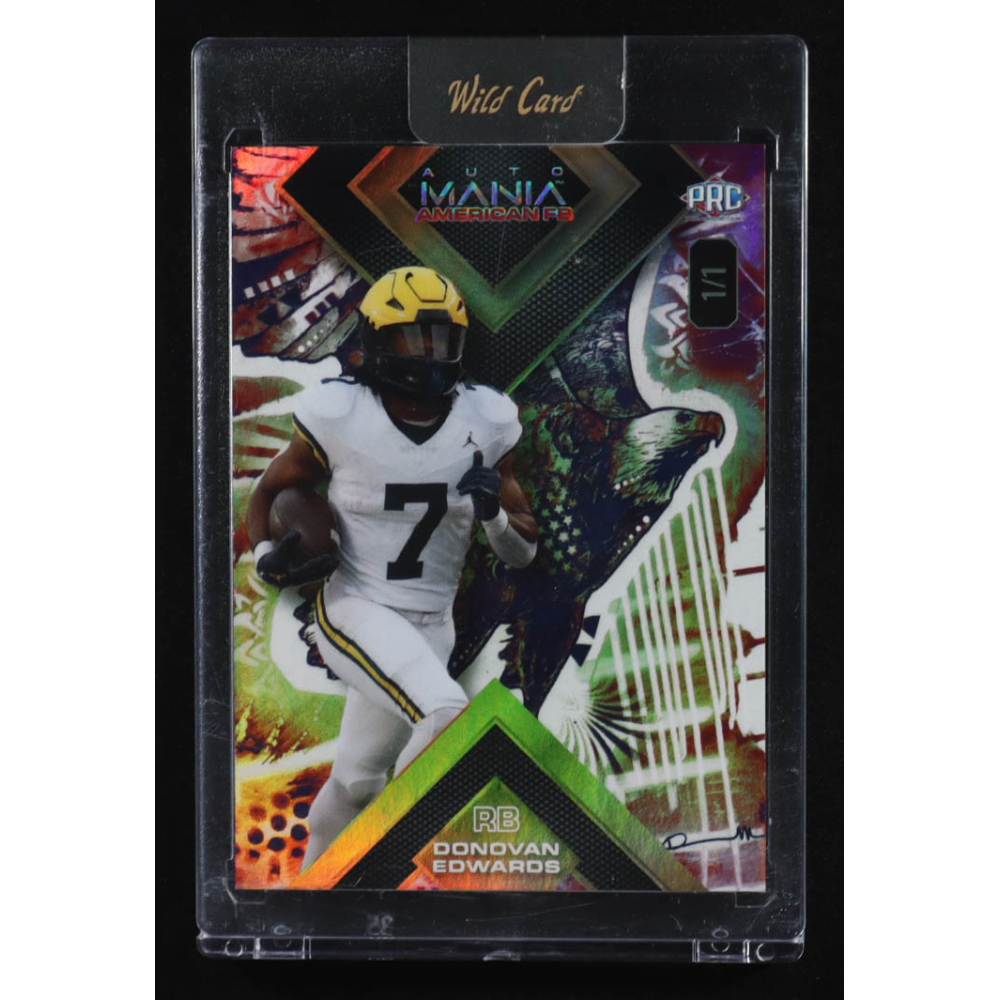 Donovan Edwards 2024 Wild Card Auto Mania #AMASQDE RC #1/1 at PristineAuction.com