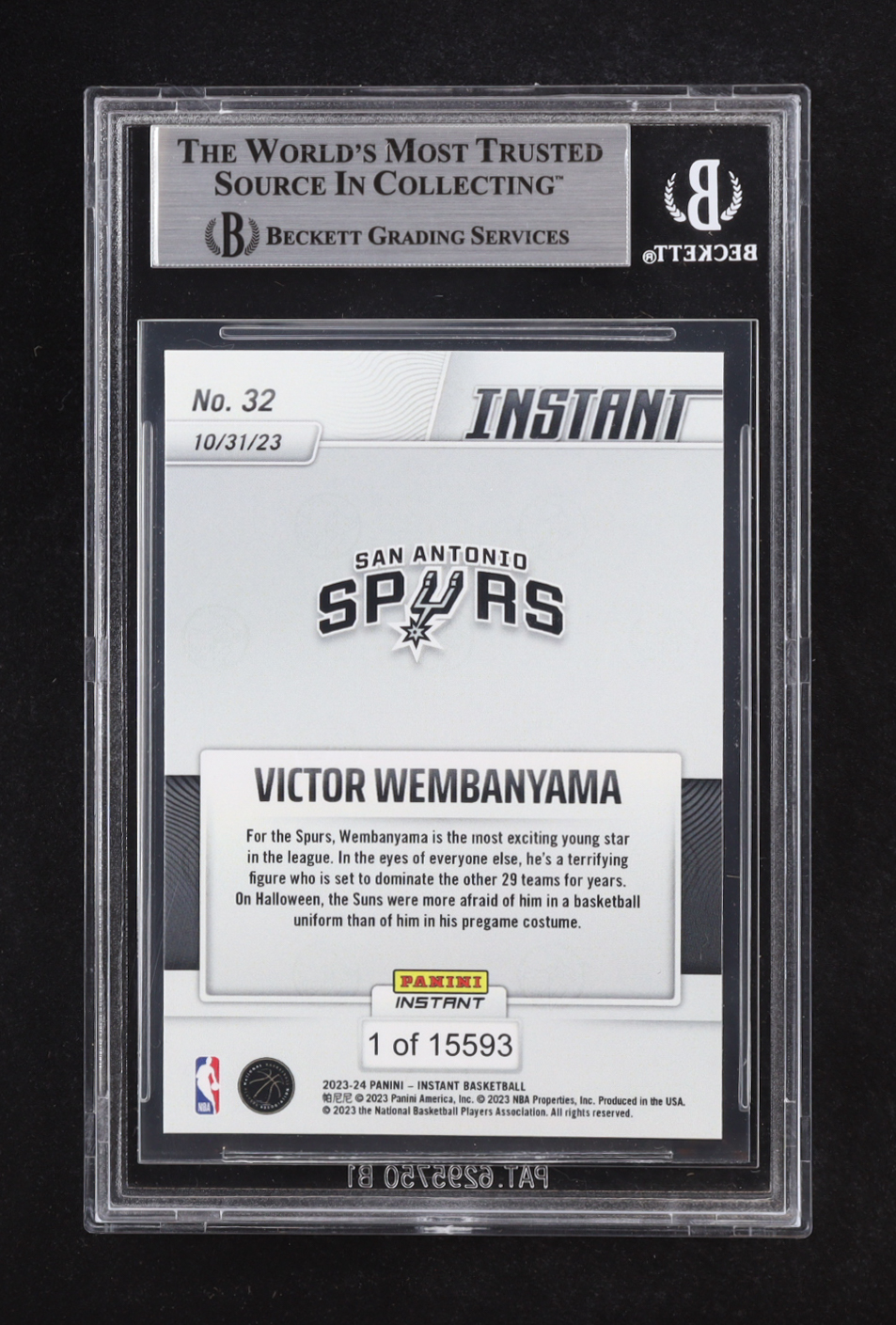 Victor Wembanyama 2023-24 Panini Instant #32 RC (BGS 9) at PristineAuction.com Victor Wembanyama 2023-24 Panini Instant #32 RC (BGS 9) at PristineAuction.com
