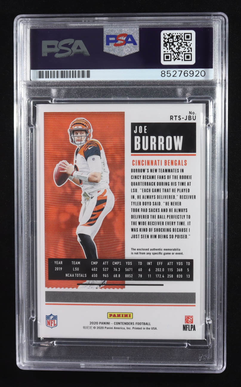 Joe Burrow Signed 2020 Panini Contenders Rookie Ticket Football Trading Card Auto #RTS-JBU RC (PSA | Autograph Grade PSA Authentic) at PristineAuction.com Joe Burrow Signed 2020 Panini Contenders Rookie Ticket Football Trading Card Auto #RTS-JBU RC (PSA | Autograph Grade PSA Authentic) at PristineAuction.com