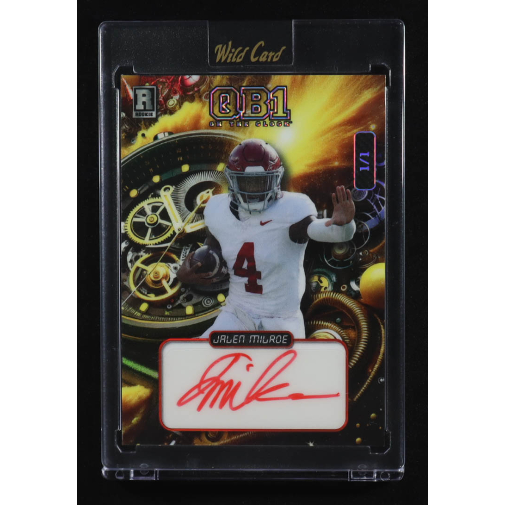Jalen Milroe 2024 Wild Card QB1 On the Clock Autographs Yellow #OCCYWJM2A #1/1 at PristineAuction.com