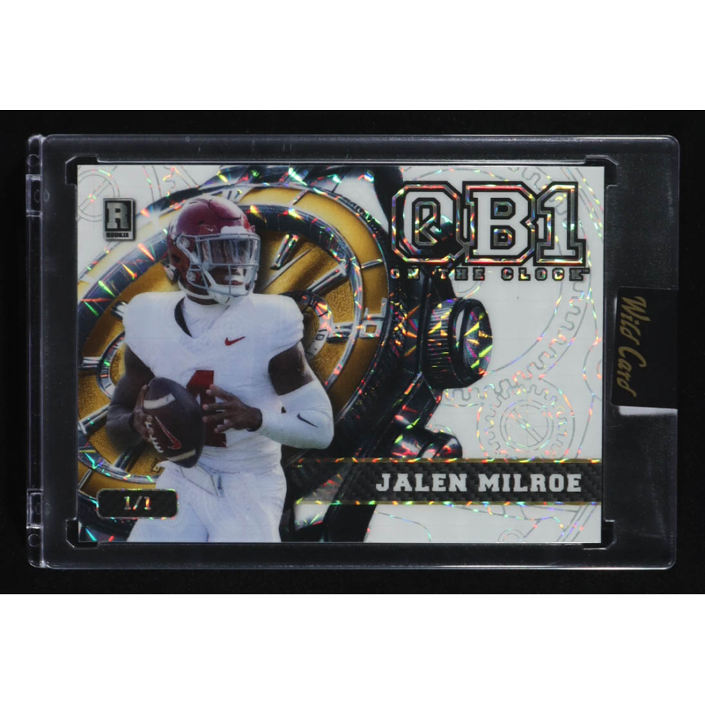 Jalen Milroe 2024 Wild Card QB1 On the Clock White #OCWWHIJM3 RC #1/1 at PristineAuction.com