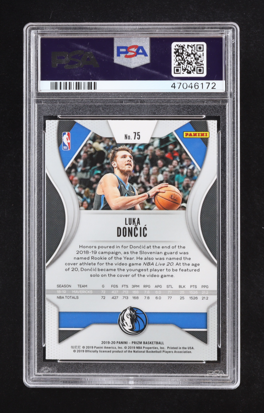 Luka Doncic 2019-20 Panini Prizm #75 (PSA 10) at PristineAuction.com Luka Doncic 2019-20 Panini Prizm #75 (PSA 10) at PristineAuction.com