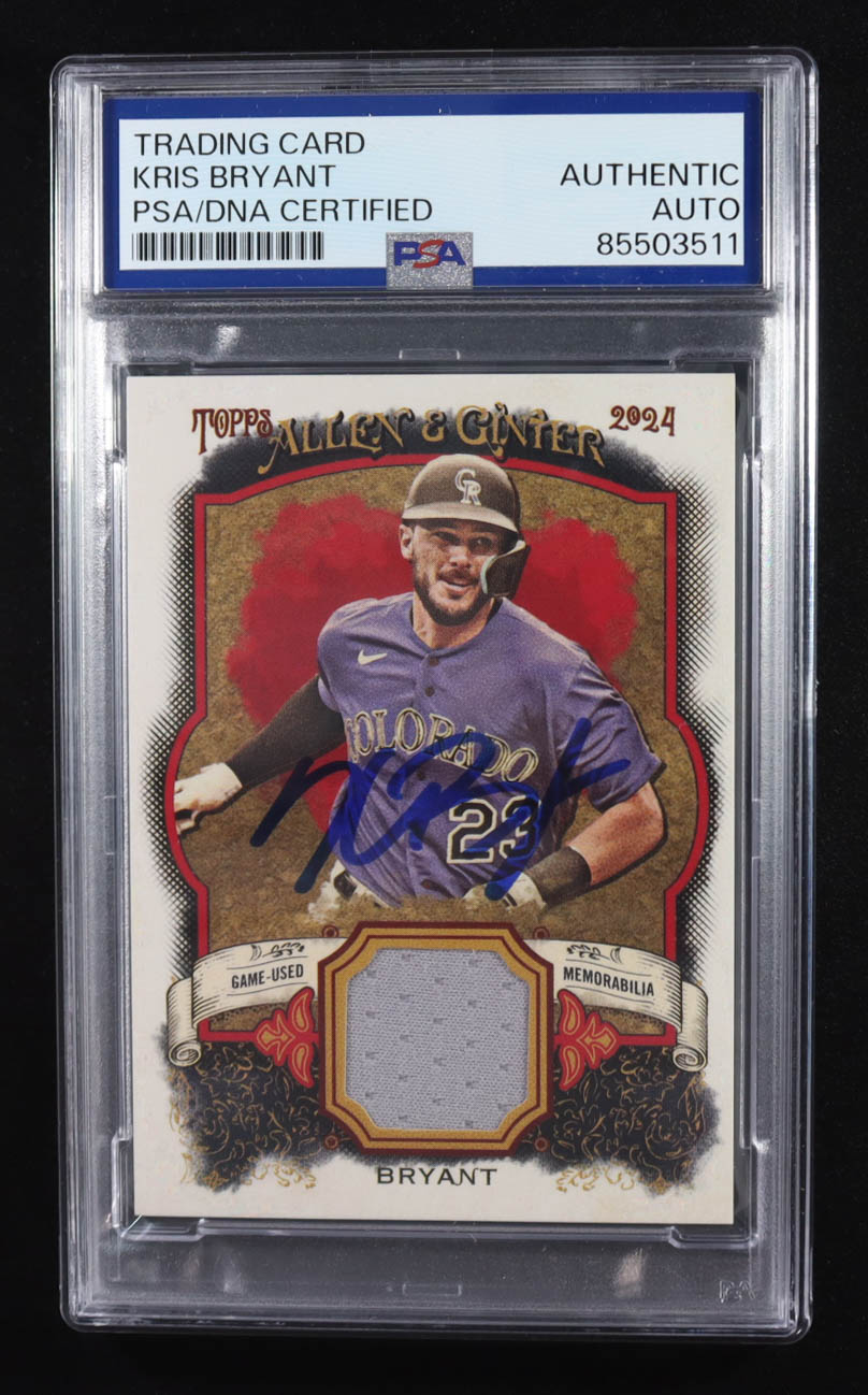 Kris Bryant Signed 2024 Topps Allen & Ginter Game Used Memorabilia Trading Card Auto #AGR-KB (PSA | Autograph Grade PSA Authentic) at PristineAuction.com Kris Bryant Signed 2024 Topps Allen & Ginter Game Used Memorabilia Trading Card Auto #AGR-KB (PSA | Autograph Grade PSA Authentic) at PristineAuction.com
