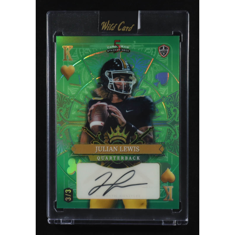 Julian Lewis 2024 Wild Card 5 Card Draw Autograph King of Hearts Green #SDHHJLA #3/3 RC at PristineAuction.com