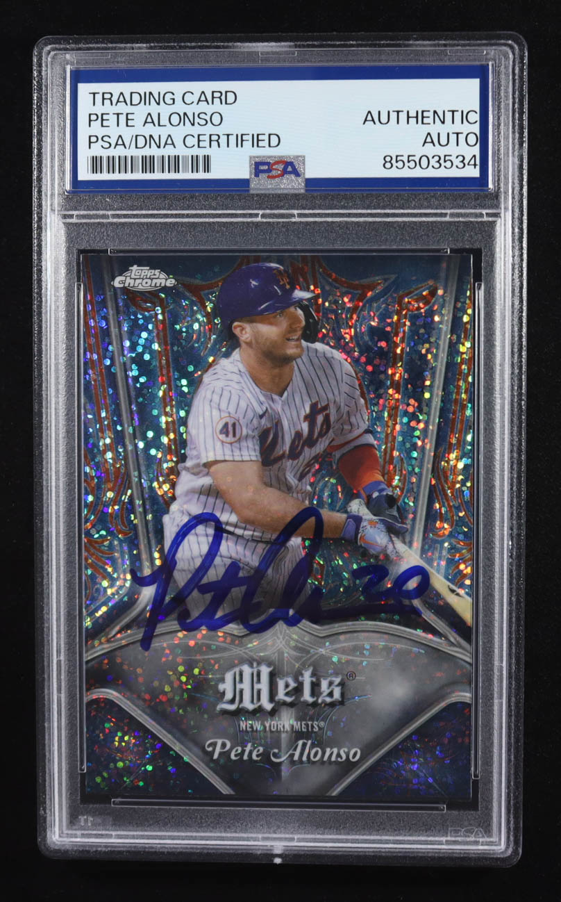 Pete Alonso Signed 2022 Topps Chrome Trading Card Auto #P-11 (PSA | Autograph Grade PSA Authentic) at PristineAuction.com Pete Alonso Signed 2022 Topps Chrome Trading Card Auto #P-11 (PSA | Autograph Grade PSA Authentic) at PristineAuction.com
