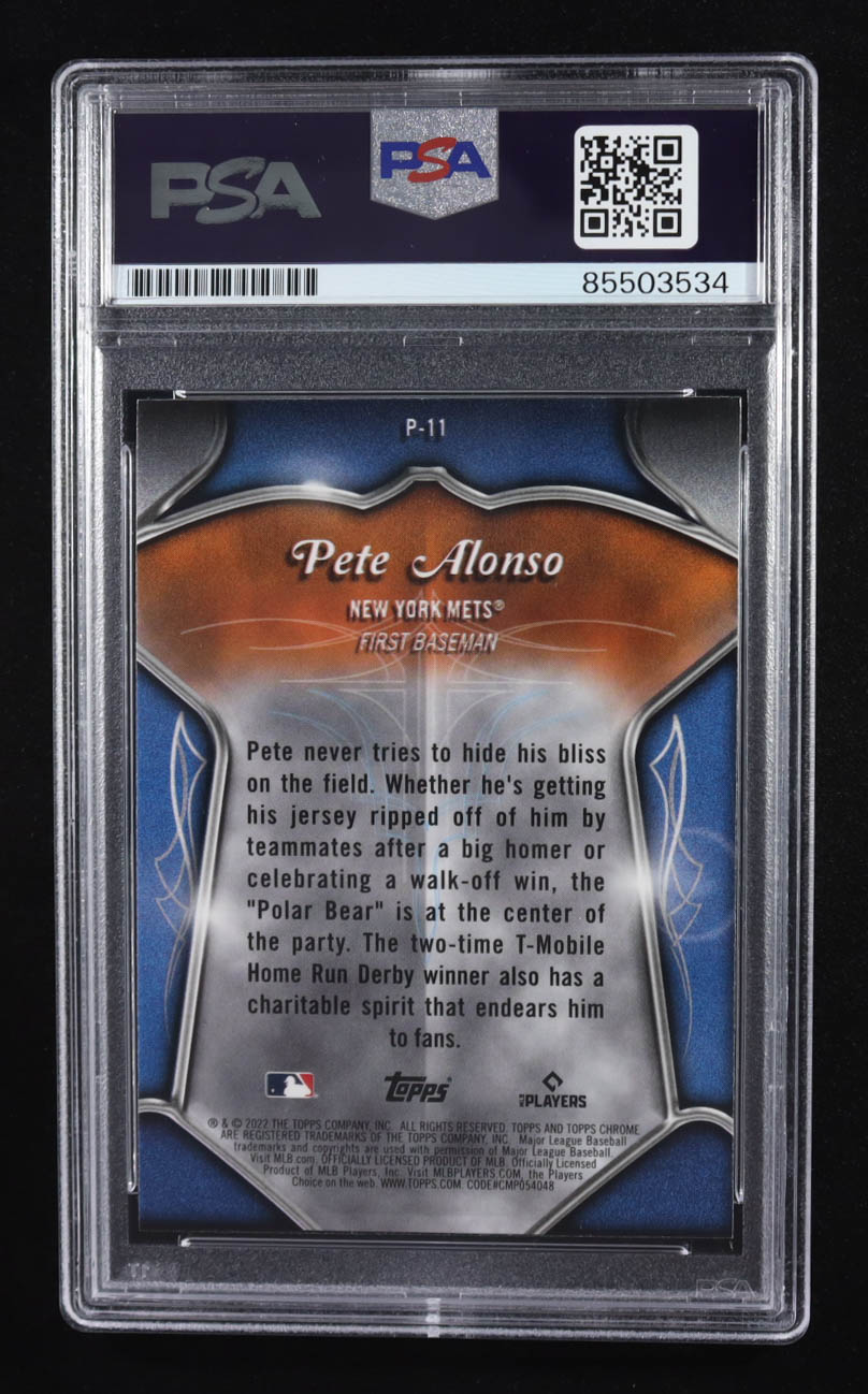 Pete Alonso Signed 2022 Topps Chrome Trading Card Auto #P-11 (PSA | Autograph Grade PSA Authentic) at PristineAuction.com Pete Alonso Signed 2022 Topps Chrome Trading Card Auto #P-11 (PSA | Autograph Grade PSA Authentic) at PristineAuction.com