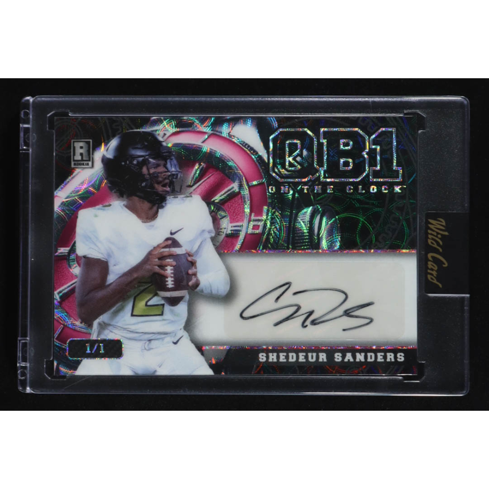 Shedeur Sanders 2024 Wild Card QB1 On the Clock Autographs Black #AOCWBKSS3 #1/1 RC at PristineAuction.com