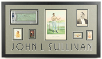 John L. Sulivan Signed Custom Framed Bank Check Display with Photos & Player Cards (PSA Encapsulated) at PristineAuction.com