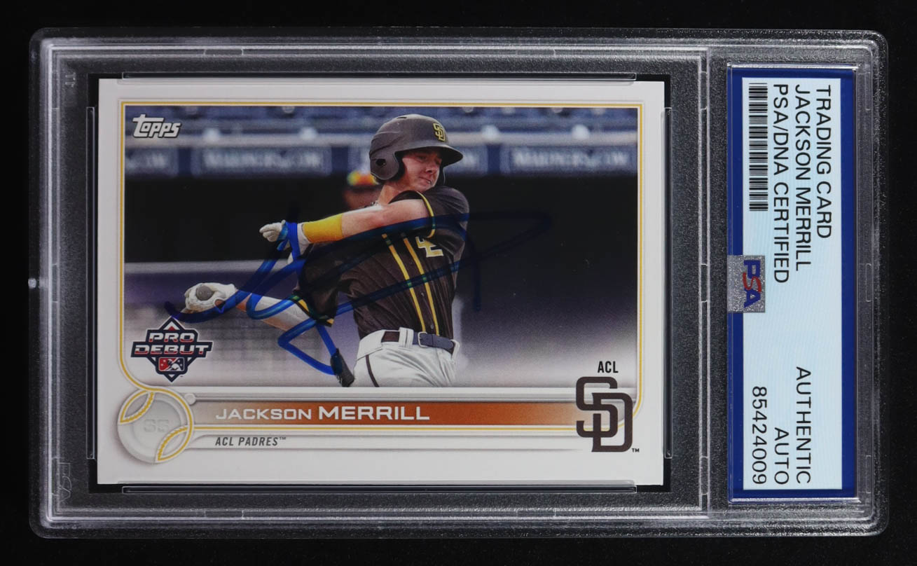 Jackson Merrill Signed 2022 Topps Pro Debut #PD103 RC (PSA | Auto Grade PSA Authentic) at PristineAuction.com Jackson Merrill Signed 2022 Topps Pro Debut #PD103 RC (PSA | Auto Grade PSA Authentic) at PristineAuction.com