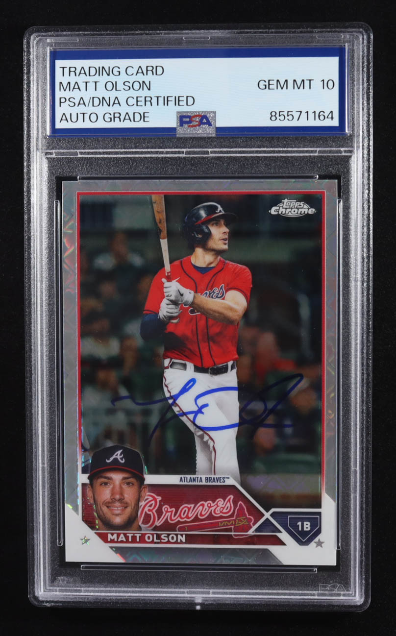 Matt Olson Signed 2023 Topps Chrome Trading Card Auto #163 (PSA | Autograph Graded 10) at PristineAuction.com Matt Olson Signed 2023 Topps Chrome Trading Card Auto #163 (PSA | Autograph Graded 10) at PristineAuction.com