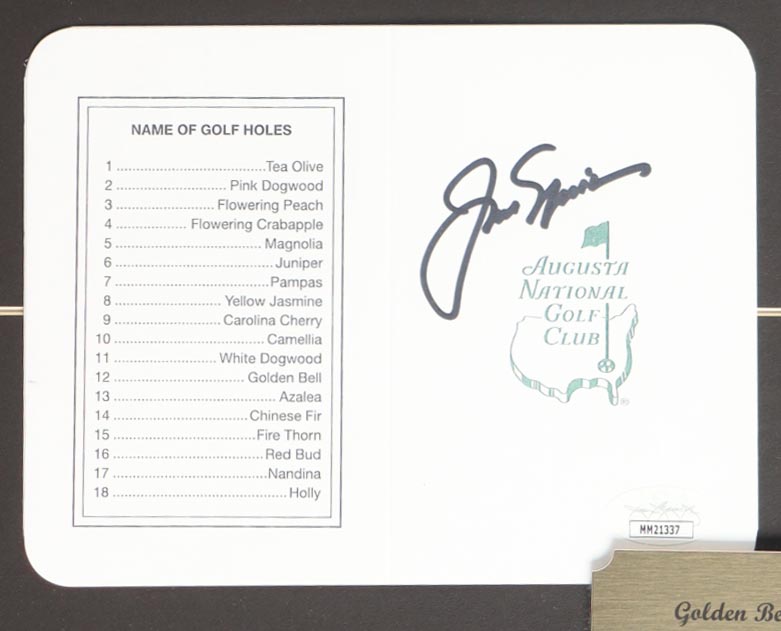 Jack Nicklaus Signed Custom Framed Augusta Scorecard Display with Leroy Neiman Art Print (JSA) at PristineAuction.com Jack Nicklaus Signed Custom Framed Augusta Scorecard Display with Leroy Neiman Art Print (JSA) at PristineAuction.com
