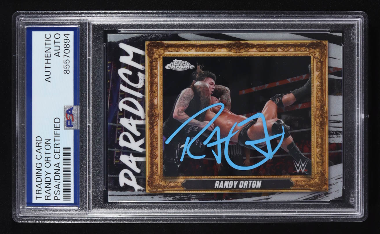 Randy Orton Signed 2025 Topps Chrome Paradigm Smackdown Trading Card Auto #PAR-RKO (PSA | Autograph Grade PSA Authentic) at PristineAuction.com Randy Orton Signed 2025 Topps Chrome Paradigm Smackdown Trading Card Auto #PAR-RKO (PSA | Autograph Grade PSA Authentic) at PristineAuction.com