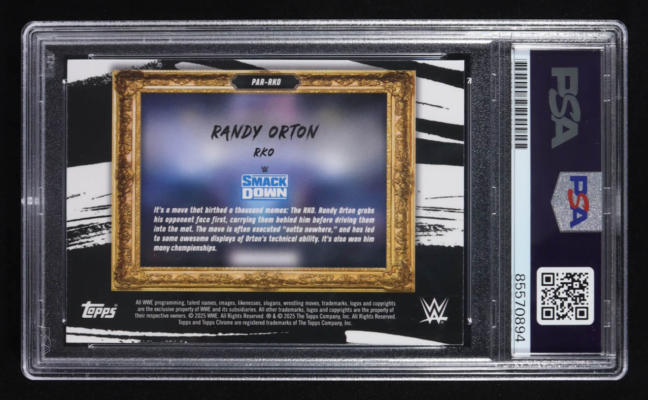 Randy Orton Signed 2025 Topps Chrome Paradigm Smackdown Trading Card Auto #PAR-RKO (PSA | Autograph Grade PSA Authentic) at PristineAuction.com Randy Orton Signed 2025 Topps Chrome Paradigm Smackdown Trading Card Auto #PAR-RKO (PSA | Autograph Grade PSA Authentic) at PristineAuction.com