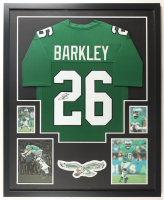 Saquon Barkley Signed Eagles Custom Framed Jersey Display (JSA) at PristineAuction.com