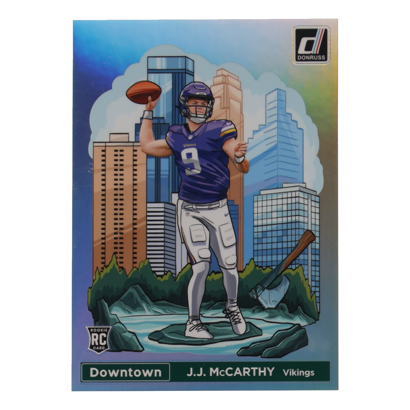 J. J. McCarthy 2024 Panini Donruss Football Oversized Downtown Jumbo #11 RC at PristineAuction.com J. J. McCarthy 2024 Panini Donruss Football Oversized Downtown Jumbo #11 RC at PristineAuction.com