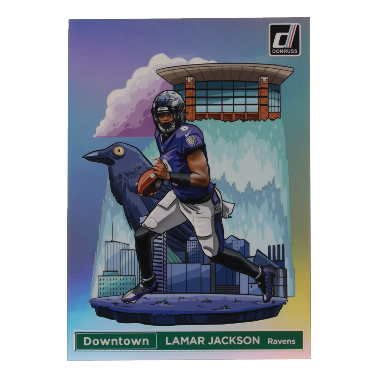 Lamar Jackson 2024 Panini Donruss Football Oversized Downtown Jumbo #1 at PristineAuction.com Lamar Jackson 2024 Panini Donruss Football Oversized Downtown Jumbo #1 at PristineAuction.com