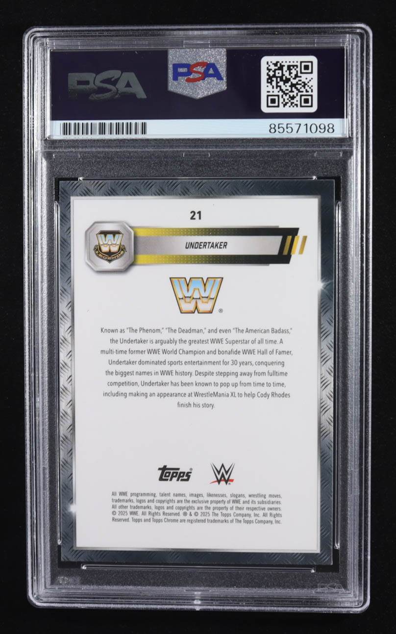 Undertaker Signed 2025 Topps Chrome Legends #21 (PSA | Autograph Graded 10) at PristineAuction.com Undertaker Signed 2025 Topps Chrome Legends #21 (PSA | Autograph Graded 10) at PristineAuction.com