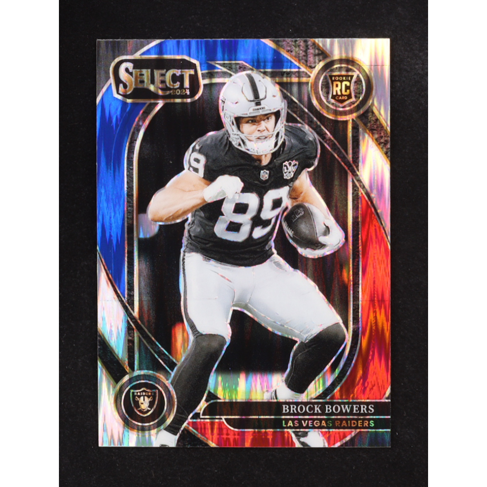 Brock Bowers 2024 Select Prizm Red and Blue Shock #222 RC at PristineAuction.com