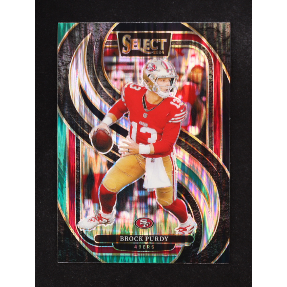 Brock Purdy 2024 Select Prizm Green and Red Shock #124 at PristineAuction.com