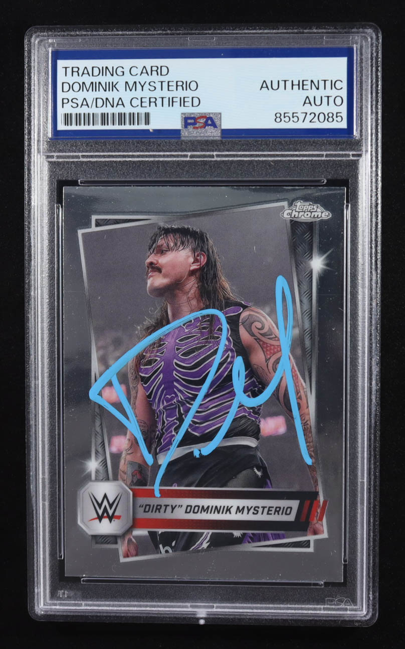 Dominik Mysterio Signed 2025 Topps Chrome Raw Trading Card Auto #35 (PSA | Autograph Grade PSA Authentic) at PristineAuction.com Dominik Mysterio Signed 2025 Topps Chrome Raw Trading Card Auto #35 (PSA | Autograph Grade PSA Authentic) at PristineAuction.com