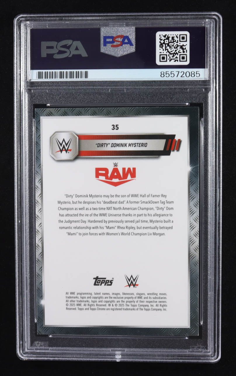 Dominik Mysterio Signed 2025 Topps Chrome Raw Trading Card Auto #35 (PSA | Autograph Grade PSA Authentic) at PristineAuction.com Dominik Mysterio Signed 2025 Topps Chrome Raw Trading Card Auto #35 (PSA | Autograph Grade PSA Authentic) at PristineAuction.com