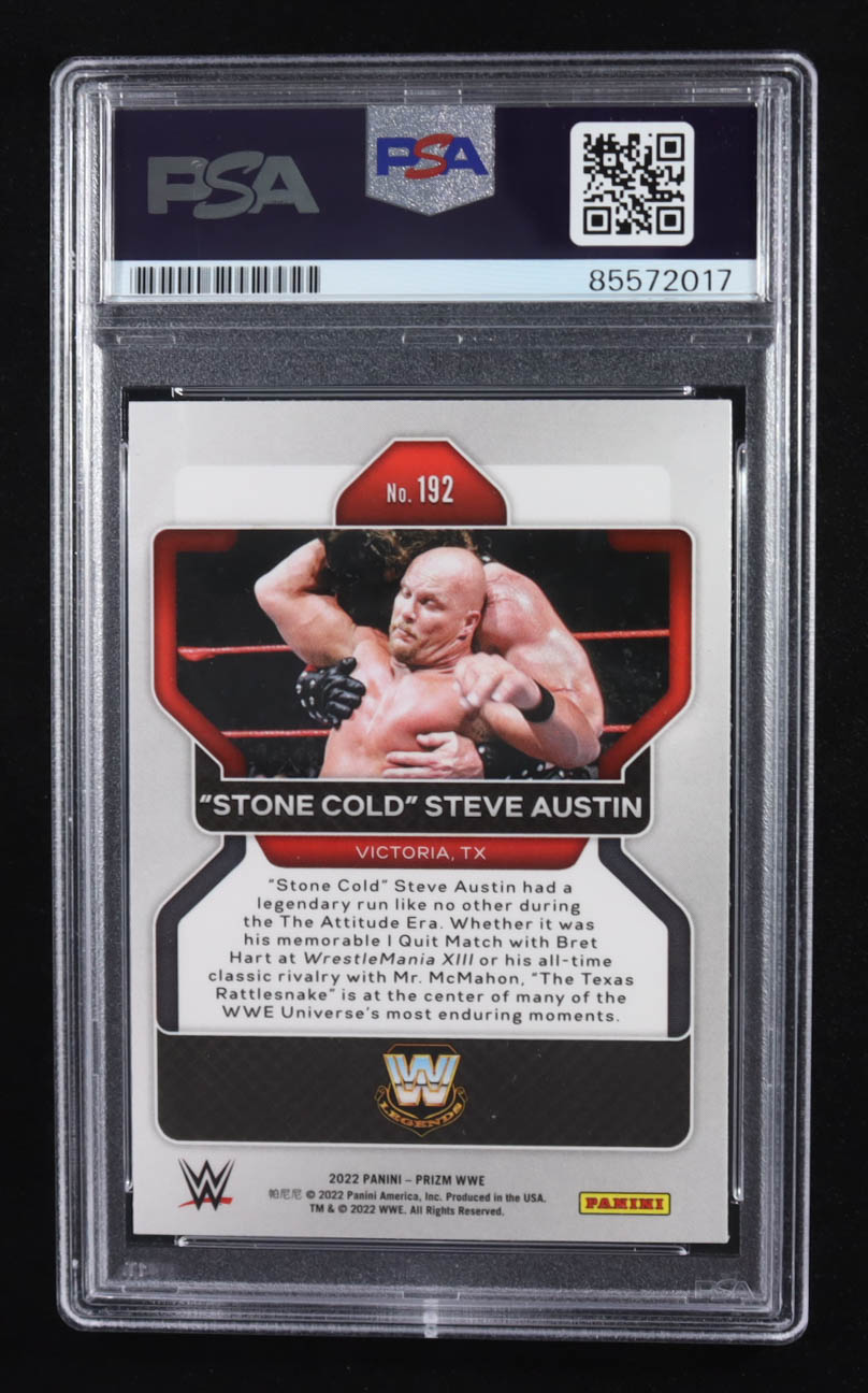 Steve Austin Signed 2022 Panini Prizm Trading Card Auto Legends #192 (PSA | Autograph Grade PSA Authentic) at PristineAuction.com Steve Austin Signed 2022 Panini Prizm Trading Card Auto Legends #192 (PSA | Autograph Grade PSA Authentic) at PristineAuction.com