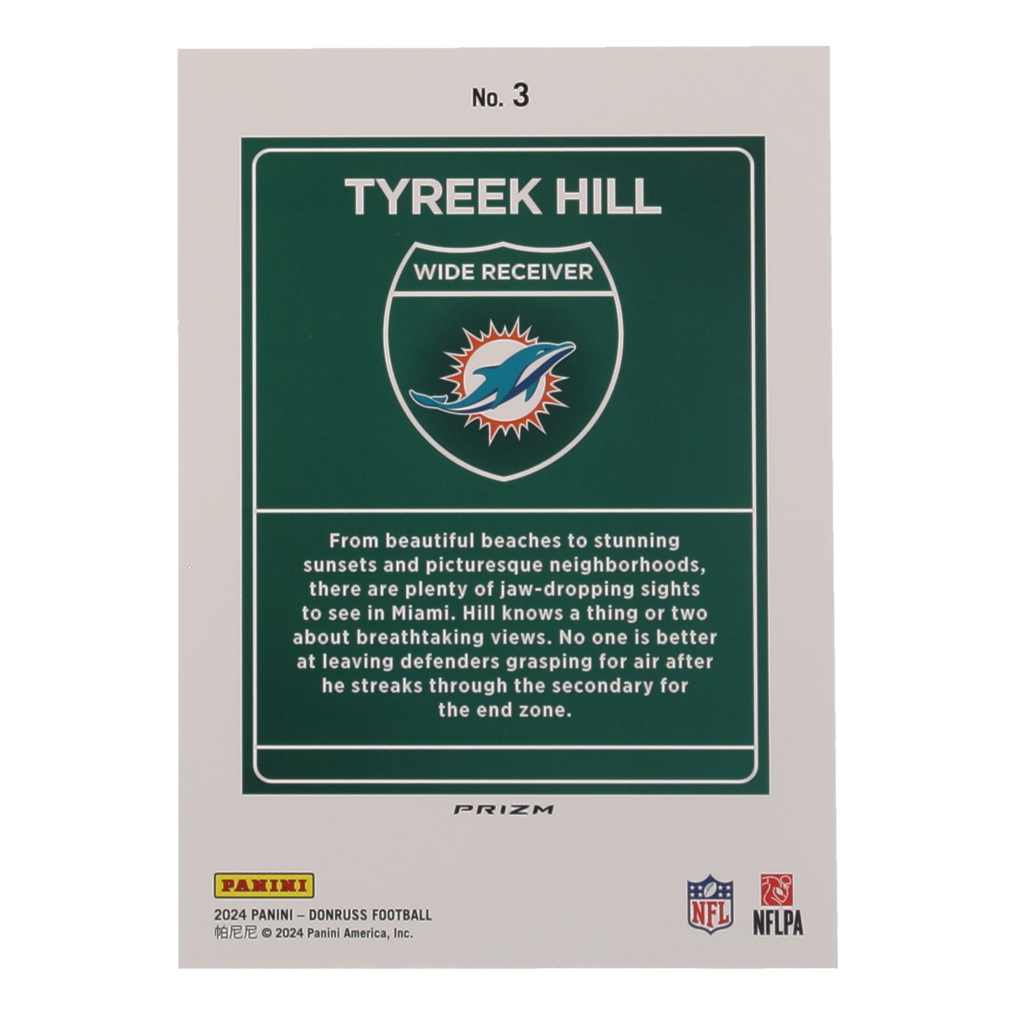 Tyreek Hill 2024 Panini Donruss Football Oversized Downtown Jumbo #3 at PristineAuction.com Tyreek Hill 2024 Panini Donruss Football Oversized Downtown Jumbo #3 at PristineAuction.com