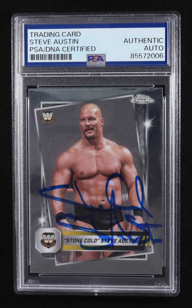 Steve Austin Signed 2025 Topps Chrome Trading Card Auto Legends #6 (PSA | Autograph Grade PSA Authentic) at PristineAuction.com Steve Austin Signed 2025 Topps Chrome Trading Card Auto Legends #6 (PSA | Autograph Grade PSA Authentic) at PristineAuction.com