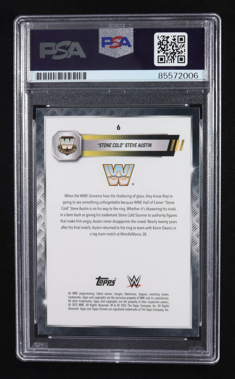 Steve Austin Signed 2025 Topps Chrome Trading Card Auto Legends #6 (PSA | Autograph Grade PSA Authentic) at PristineAuction.com Steve Austin Signed 2025 Topps Chrome Trading Card Auto Legends #6 (PSA | Autograph Grade PSA Authentic) at PristineAuction.com
