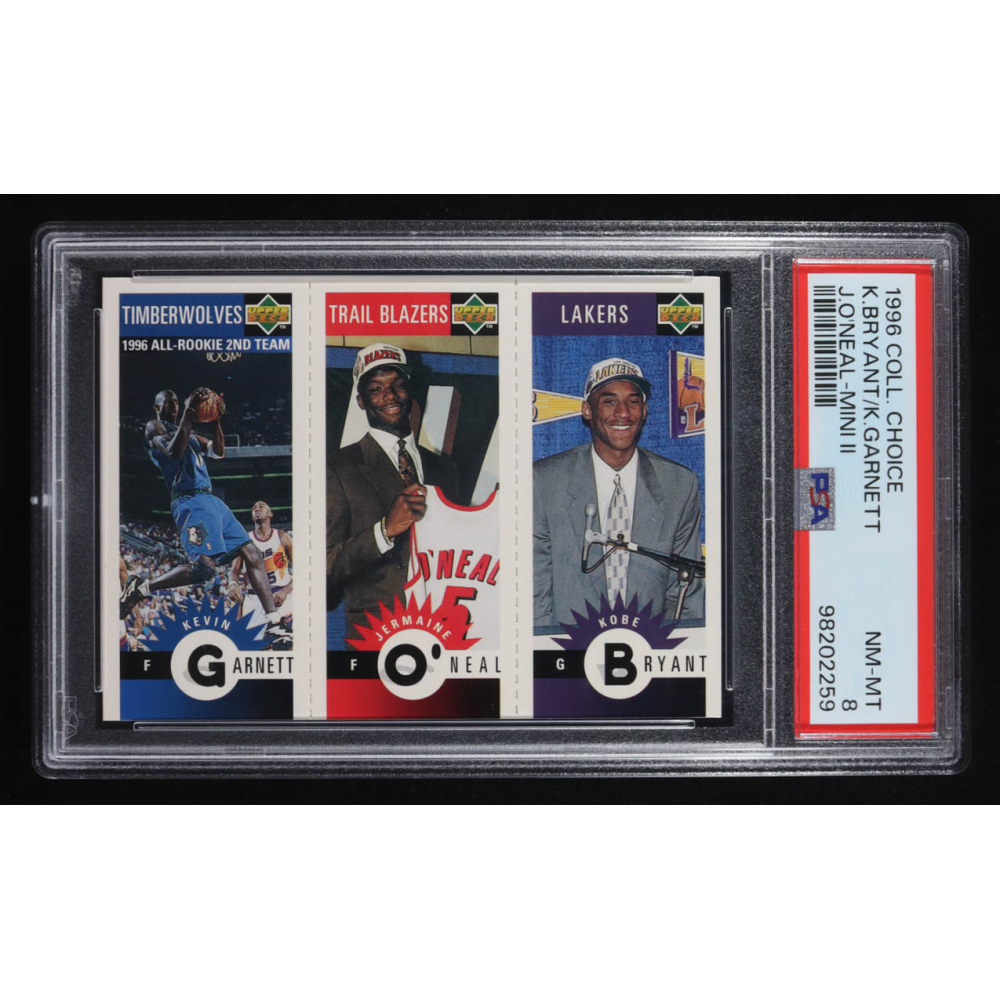 Kobe Bryant RC / Jermaine O'Neal RC / Kevin Garnett 1996-97 Collector's Choice Mini-Cards #M129 (PSA 8) at PristineAuction.com