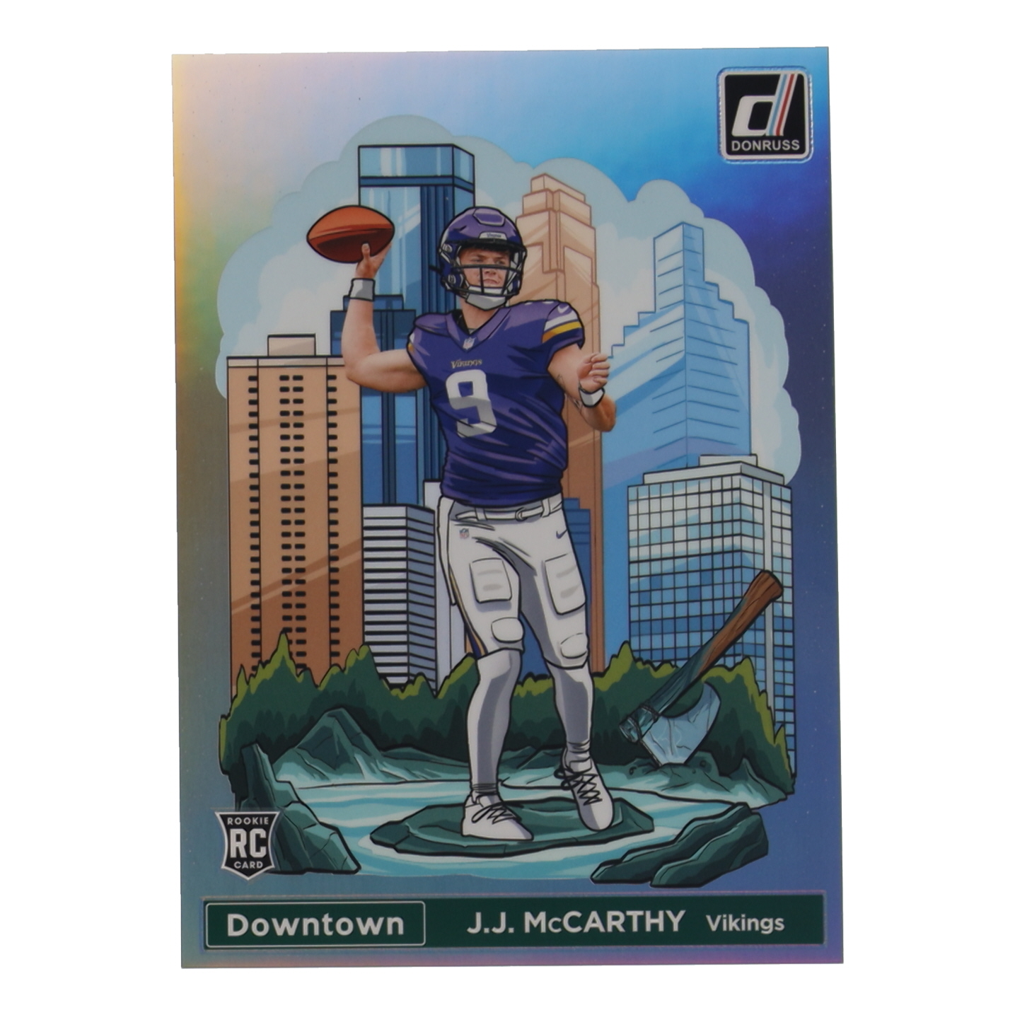 J. J. McCarthy 2024 Panini Donruss Football Oversized Downtown Jumbo #11 RC at PristineAuction.com J. J. McCarthy 2024 Panini Donruss Football Oversized Downtown Jumbo #11 RC at PristineAuction.com