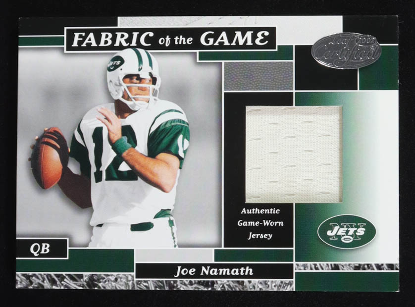 Joe Namath 2002 Leaf Certified Fabric of the Game #33 #10/100 at PristineAuction.com Joe Namath 2002 Leaf Certified Fabric of the Game #33 #10/100 at PristineAuction.com