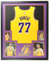 Luka Doncic Signed Lakers Custom Framed Jersey Display (Beckett) at PristineAuction.com