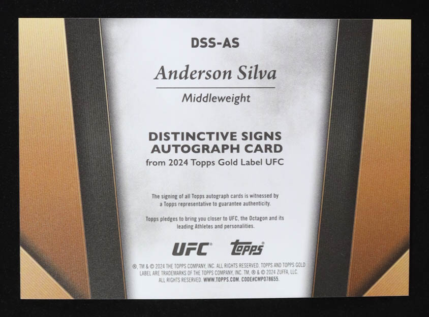 Anderson Silva 2024 Topps Gold Label UFC Distinctive Signs Autographs Red #DSSAS #14/25 at PristineAuction.com Anderson Silva 2024 Topps Gold Label UFC Distinctive Signs Autographs Red #DSSAS #14/25 at PristineAuction.com