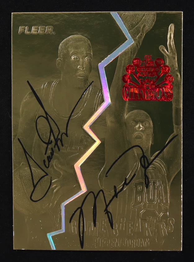 Michael Jordan / Scottie Pippen 1996-97 Fleer Game Breakers Black Signature 23KT Gold Card #2535 at PristineAuction.com Michael Jordan / Scottie Pippen 1996-97 Fleer Game Breakers Black Signature 23KT Gold Card #2535 at PristineAuction.com